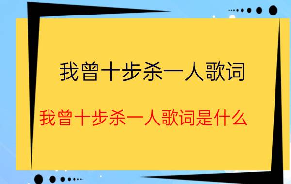 我曾十步杀一人歌词 我曾十步杀一人歌词是什么